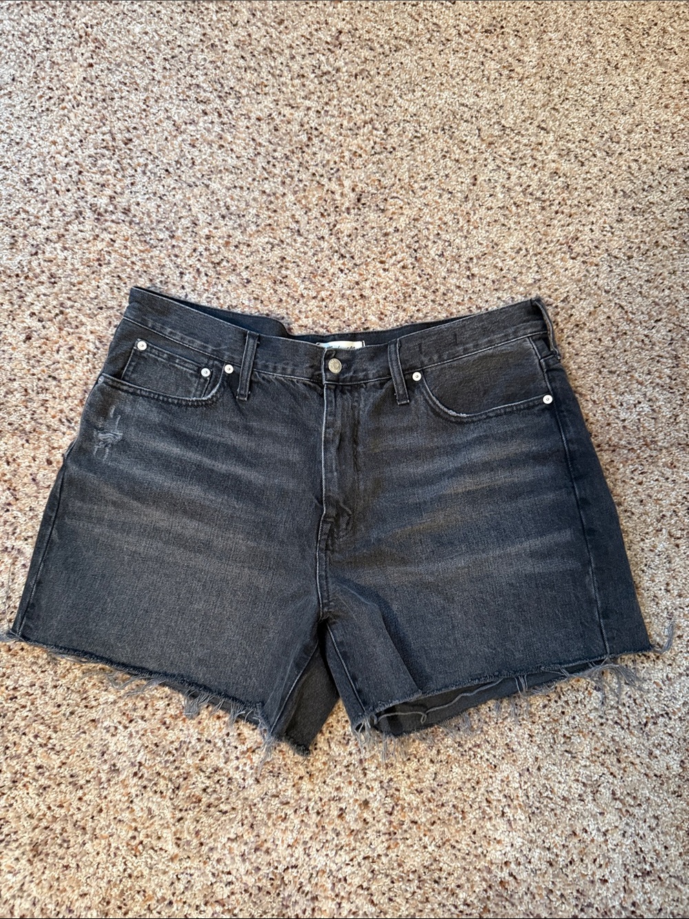 Black Relaxed Mid-Length Denim Short - Womens